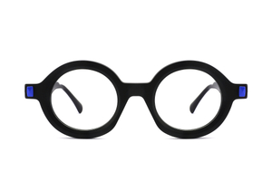 Vintage Round Unisex Acetate Glasses with Metal Decor