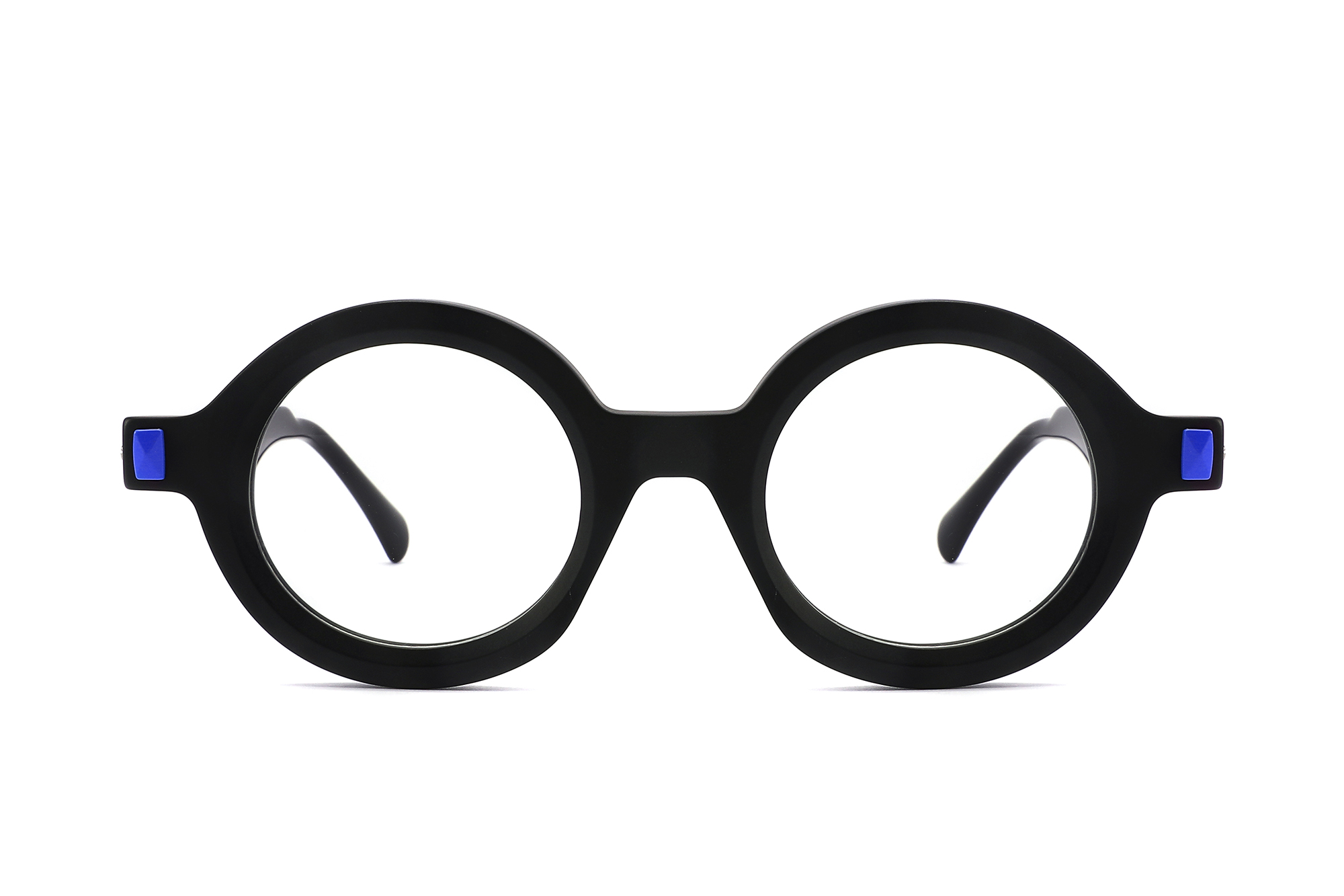 Vintage Round Unisex Acetate Glasses with Metal Decor