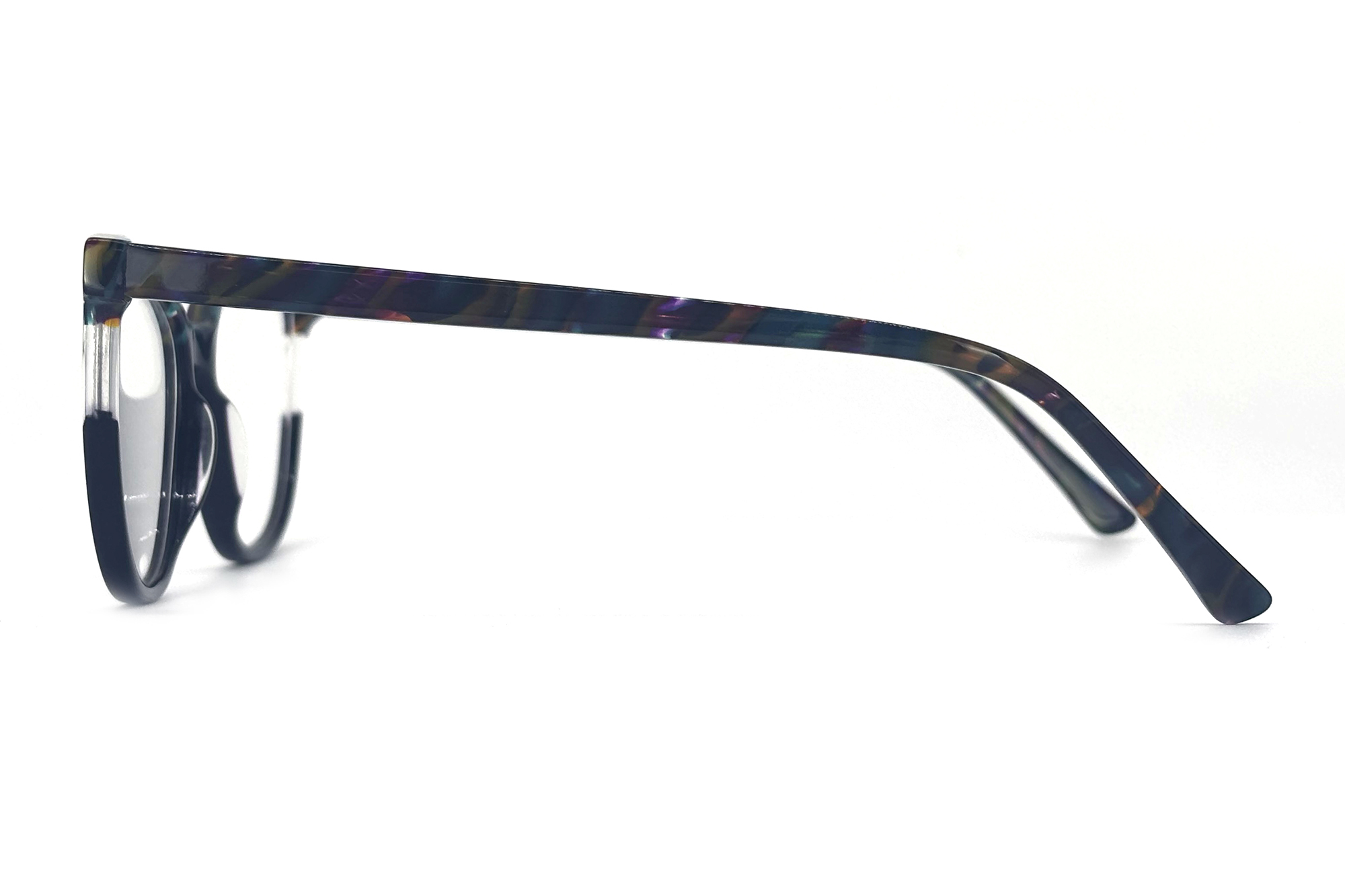 Unique Cat-eye Acetate-laminated Glasses with Textured Detailing