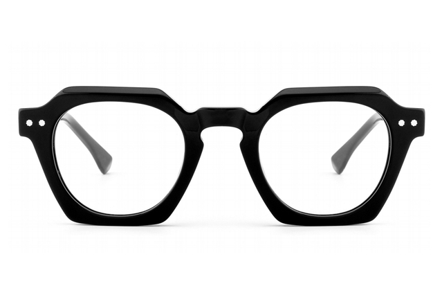 Artistic Hexagonal Acetate Glasses with Rivet Accents