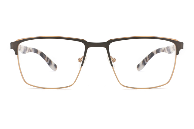 Premium Metal Rectangular Eyeglasses with Double Colors