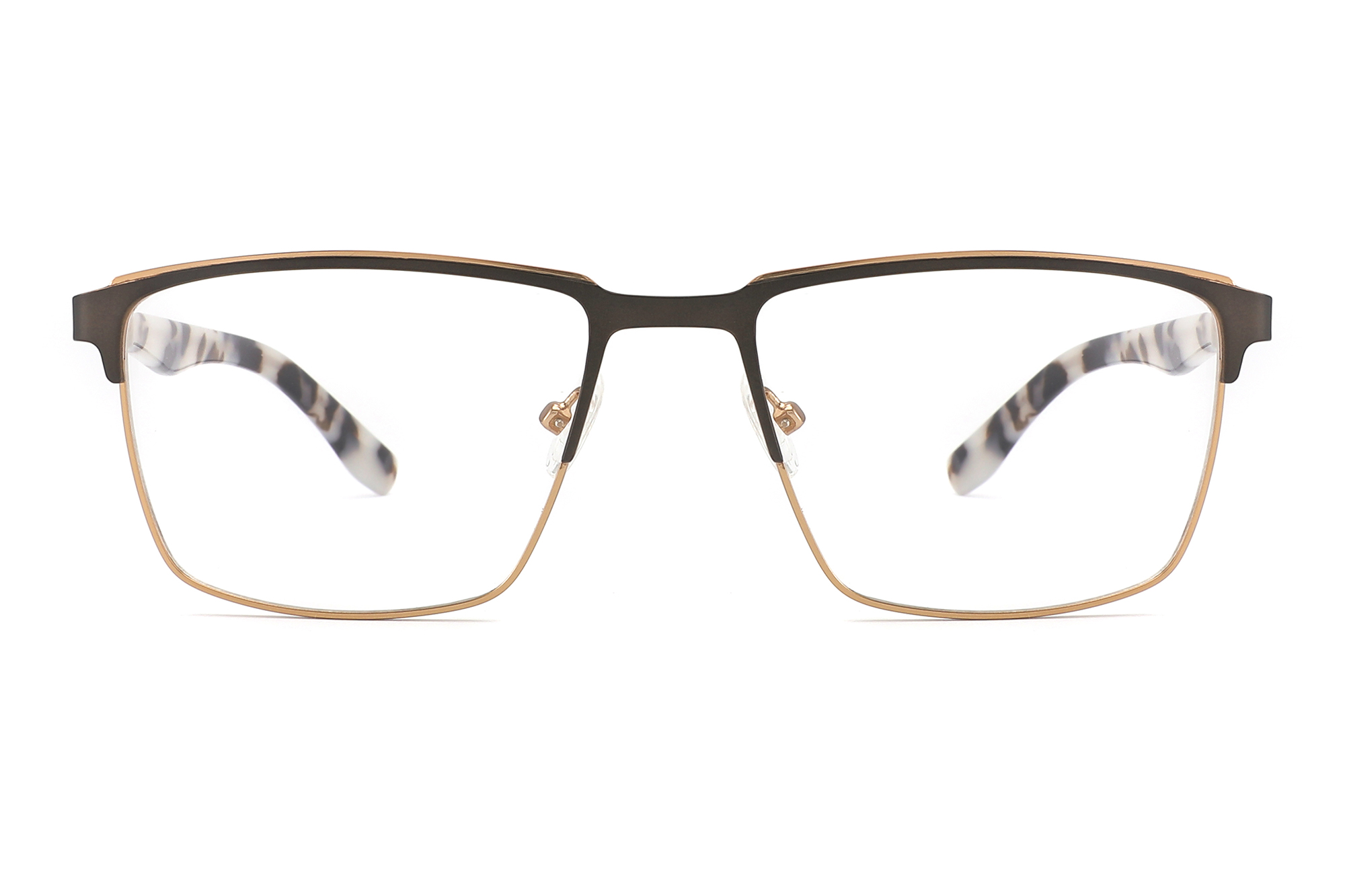 Premium Metal Rectangular Eyeglasses with Double Colors