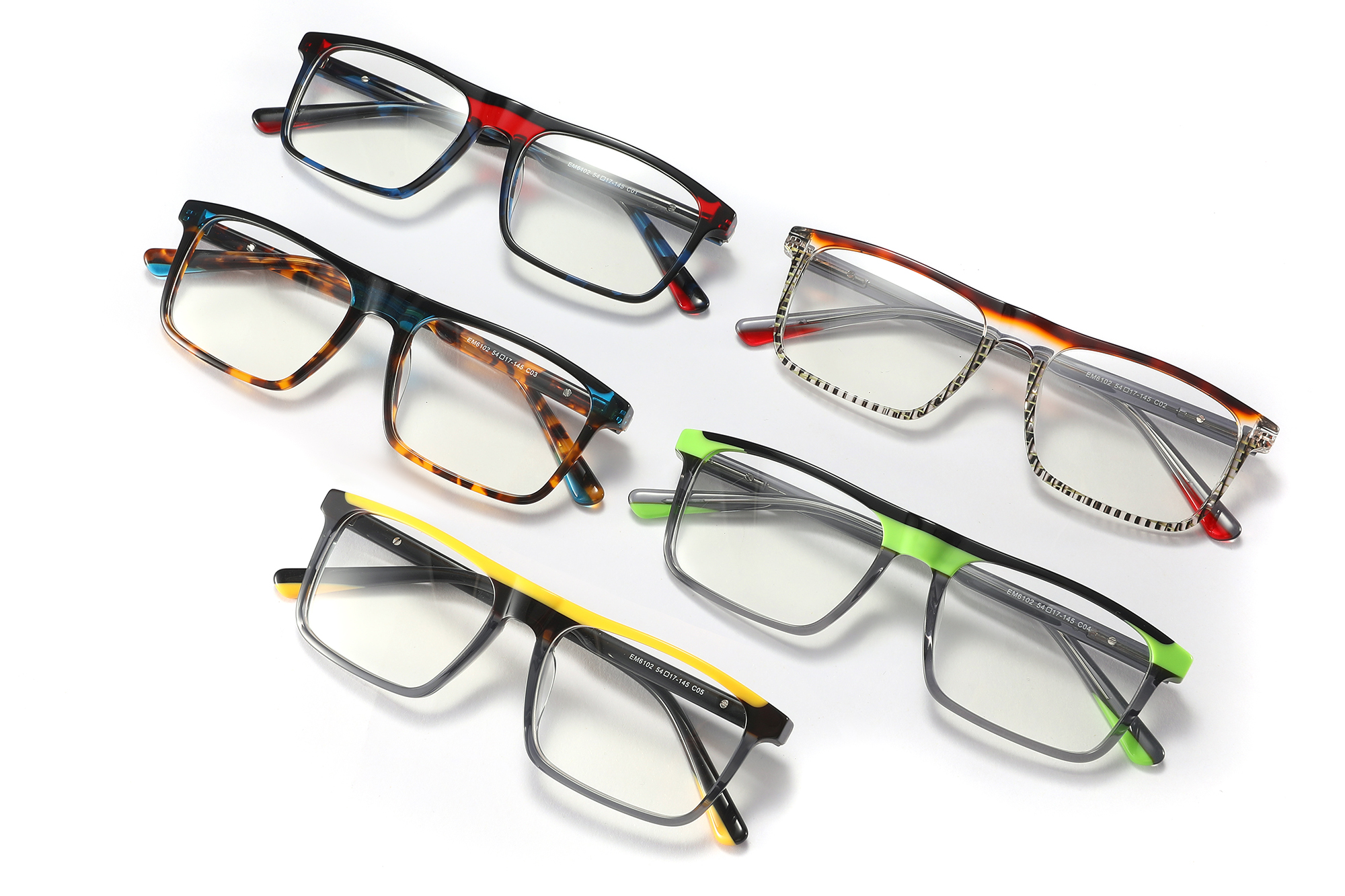 Premium Rectangular Laminated Mono-spring Hinge Acetate Glasses